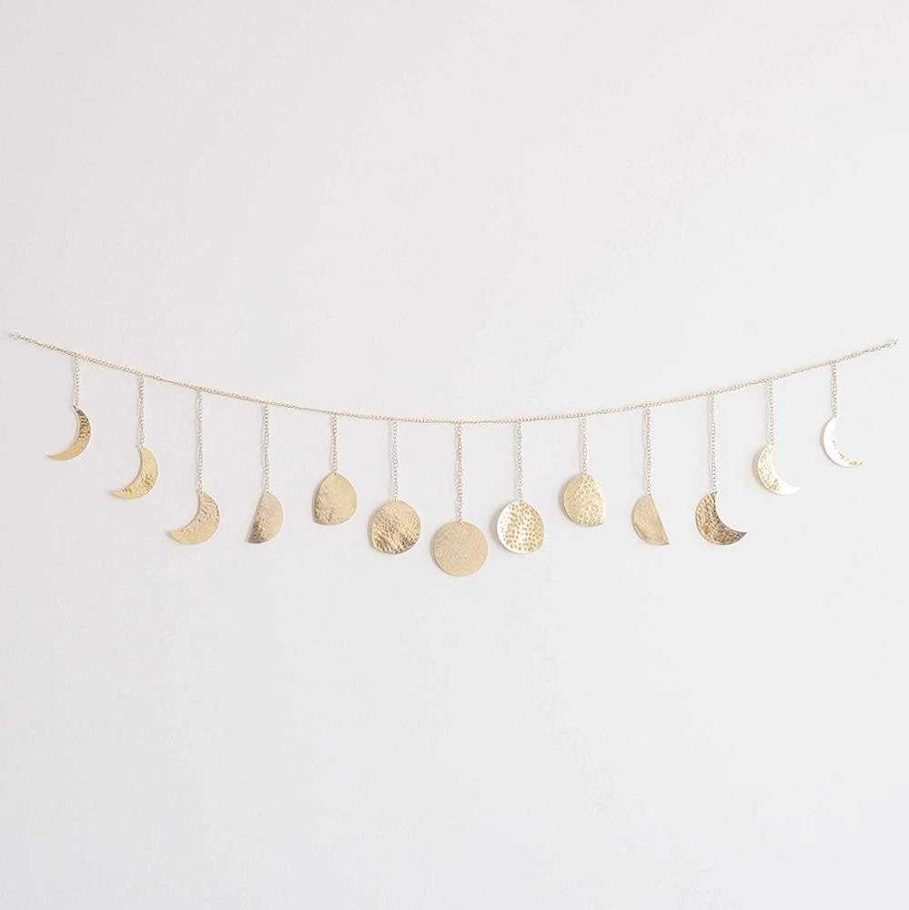 Decorative Garland Decor with gold moon chains Metal Moon Cycle Banner for dorm decor