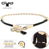 delicate thin gold with leather metal chain belt