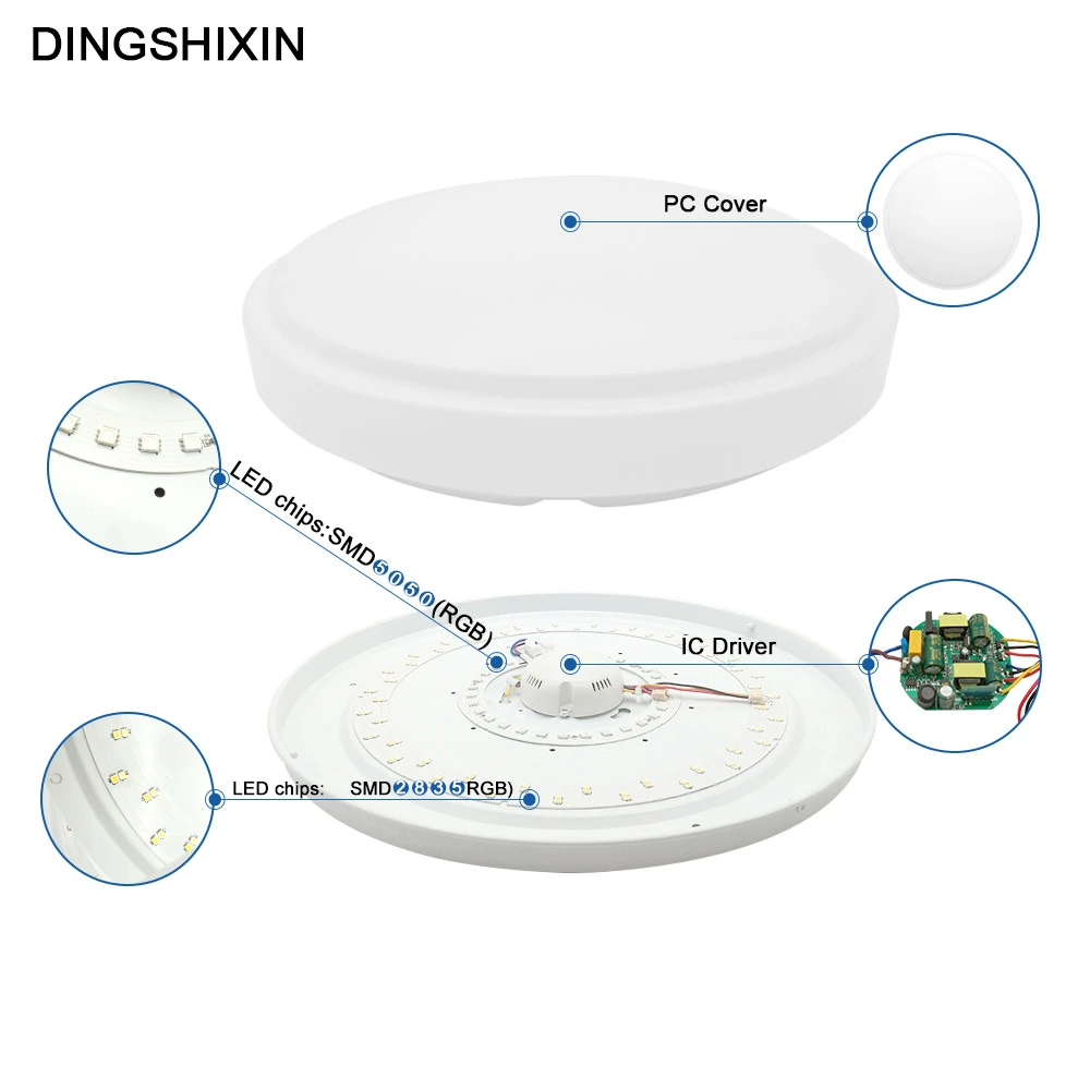 DINGSHIXIN Brand Smart LED Ceiling Lights Tuya App control 18W Acrylic Modern Surface Mounted Round LED Ceiling Light