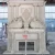 Double Layers Outdoor Beige Stone Fireplace With Lion Statue