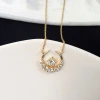 Dylam Zircon Gold Plated Bling Jewelry Trendy Pendant 925 Sterling Silver Choker Necklace With Star And Moon