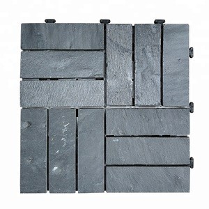 Easy install custom cut black slate strips flooring tiles for Christmas party deco