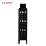 Easy To assemble & Removable Metal Hook Retail Floor Display Stand with Aluminum Frame and PP pegboard Back Panel