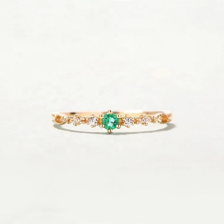 Elegant Gemstone Jewelry 14K Gold Natural Emerald Rings Ladies Gold Finger Ring Design