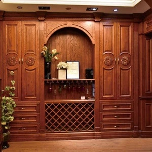 European luxury antique solid wood furniture wine cabinet