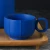 Import European simple style tea pot set porcelain luxury home decor coffee cup matte blue glazed ceramic tea set with bamboo tray from China