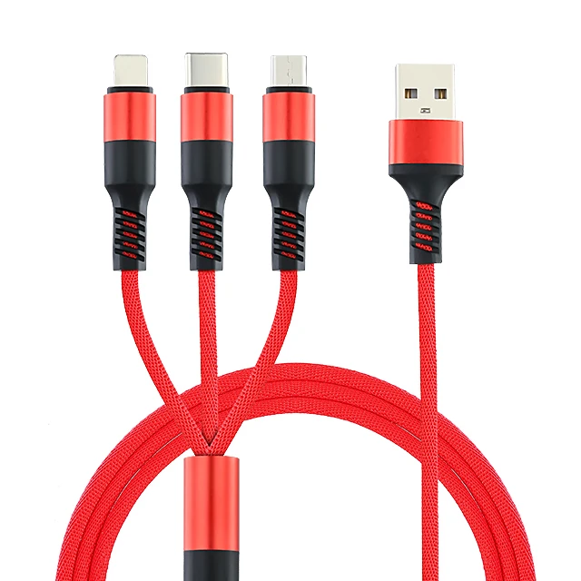 Factory direct selling fast charging multi usb 3 in 1 phone charger cable