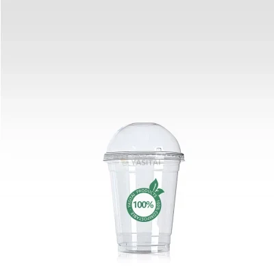 Factory Disposable Clear PLA/Pet Dome Lid Wholesale Milk Semi-Hole Lid for Drinking Coffee Slushie Logo Custom