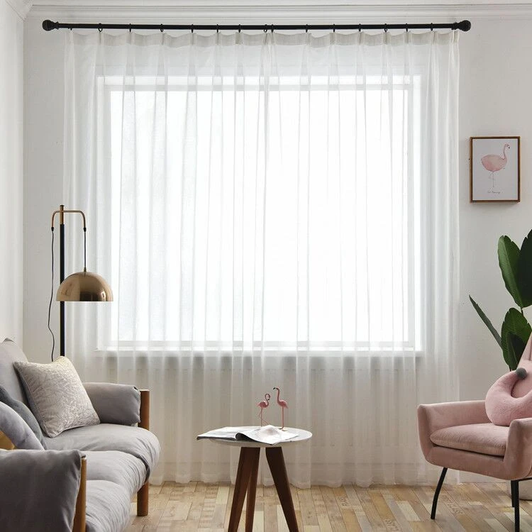 Factory Supply Natural  Quality White Sheer Transparent Window Fabric Curtains