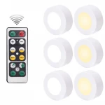 Factory wholesale 6 pack remote control wireless puck led light under carbinet LED light