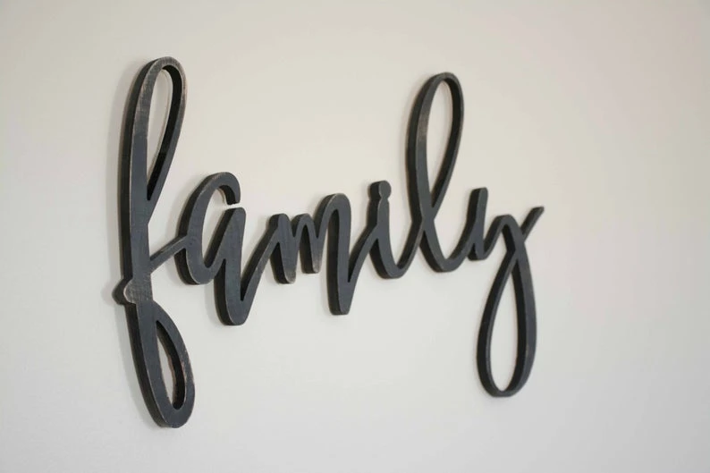 Family Black Wooden Wall Decoration Home Decorative Item Wood Word Sign
