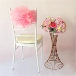 Fancy organza chair sash flower bands wedding decorative flower