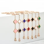 Fashion All-Match Lucky Bracelet Non-Fading Rose Gold Clover Stainless Steel Bracelet