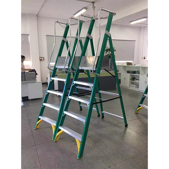 Fibreglass Platform Step Ladder with Handrail