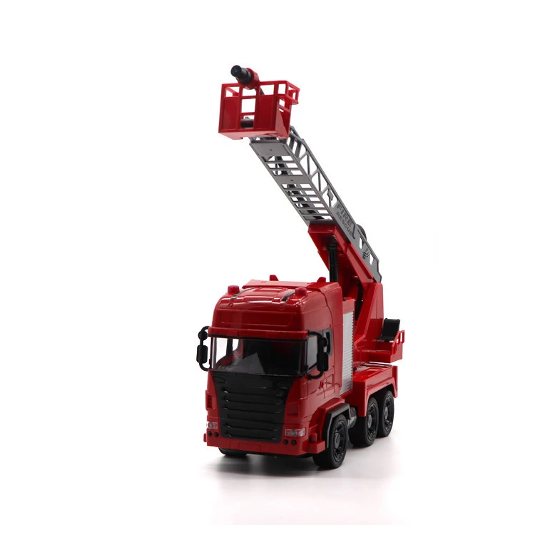 Fire engine simulation can spray water large children&#x27;s toy engineering truck ladder rescue truck inertia car remote control car