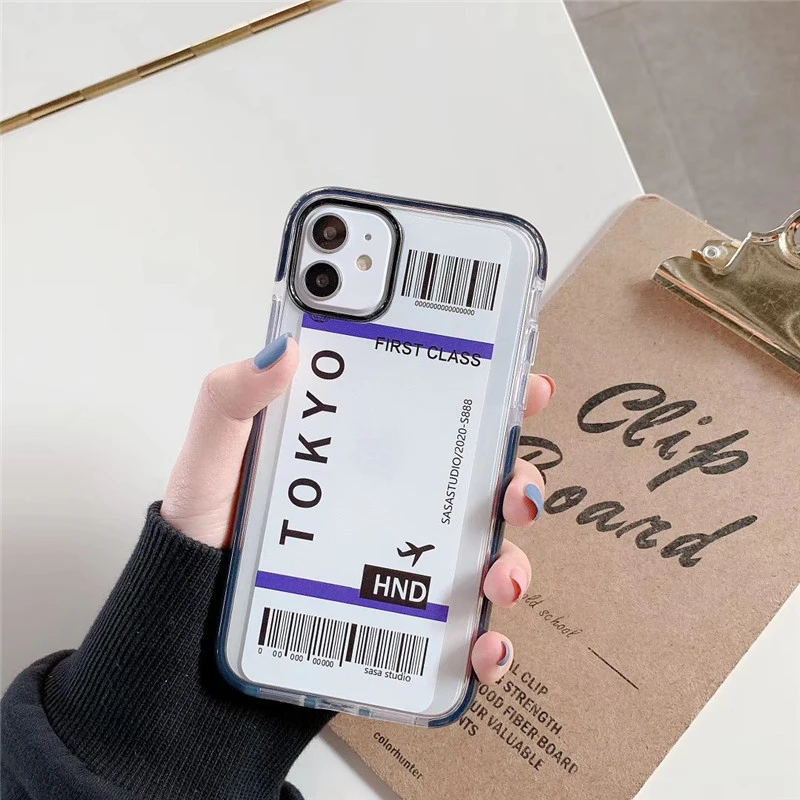 for iphone xr case air ticket London Paris Tokyo Label World Clear case for iphone 11 pro max xs 6 7 8plus