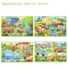 Four in one puzzle wooden storage box dinosaur engineering car series puzzle pieces