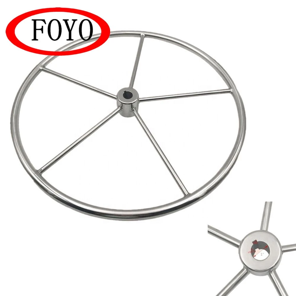 FOYO Brand Hot Sale Marine Hardware Boat Stainless Steel 6 Spokes 26&#x27;&#x27; Sailboat Steering Wheel for Yacht