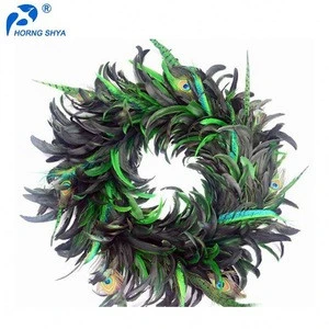Free Sample FR-115 High Quality Natural Green Peacock Feather For Decoration Christmas Decorative Flowers Wreaths