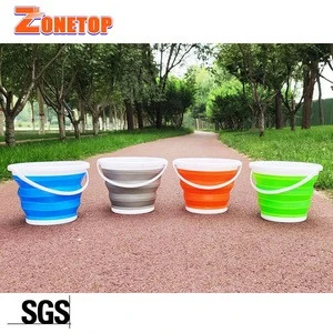 Free Samples Food Grade 3L 5L 8L 10L Portable Retractable Folding Flexible Foldable Collapsible Silicone Bucket