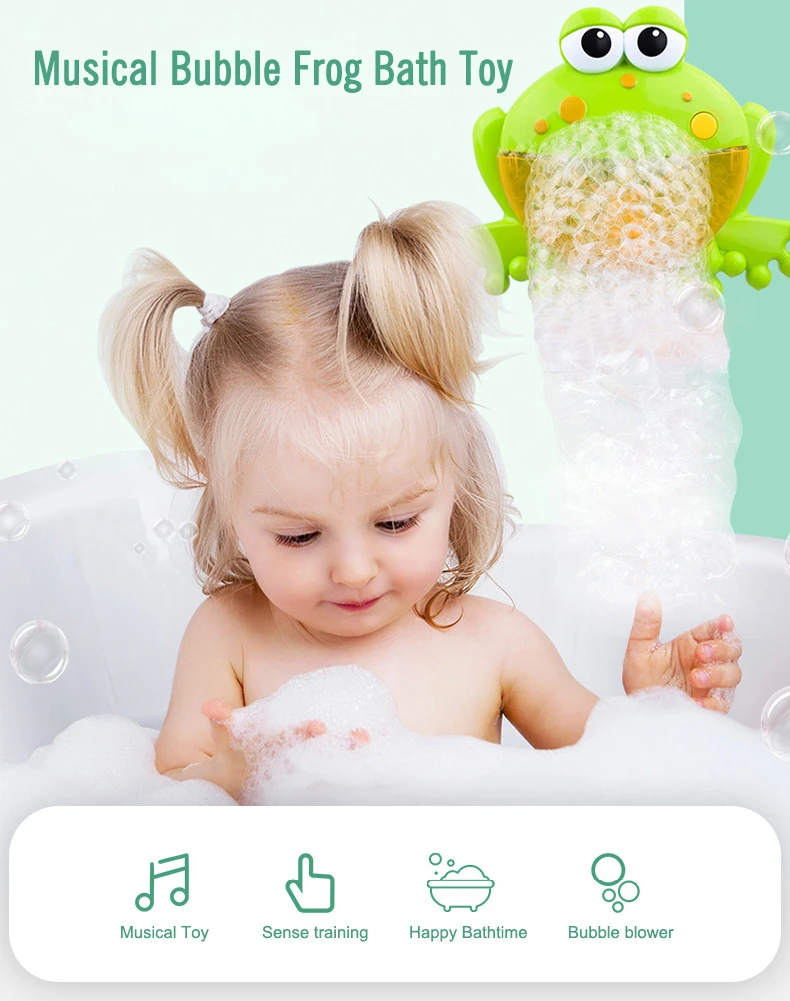 Frog Bubble Machine Baby Bath Toys Kids Pool Swimming Bathtub Soap Machine Automatic Bubble