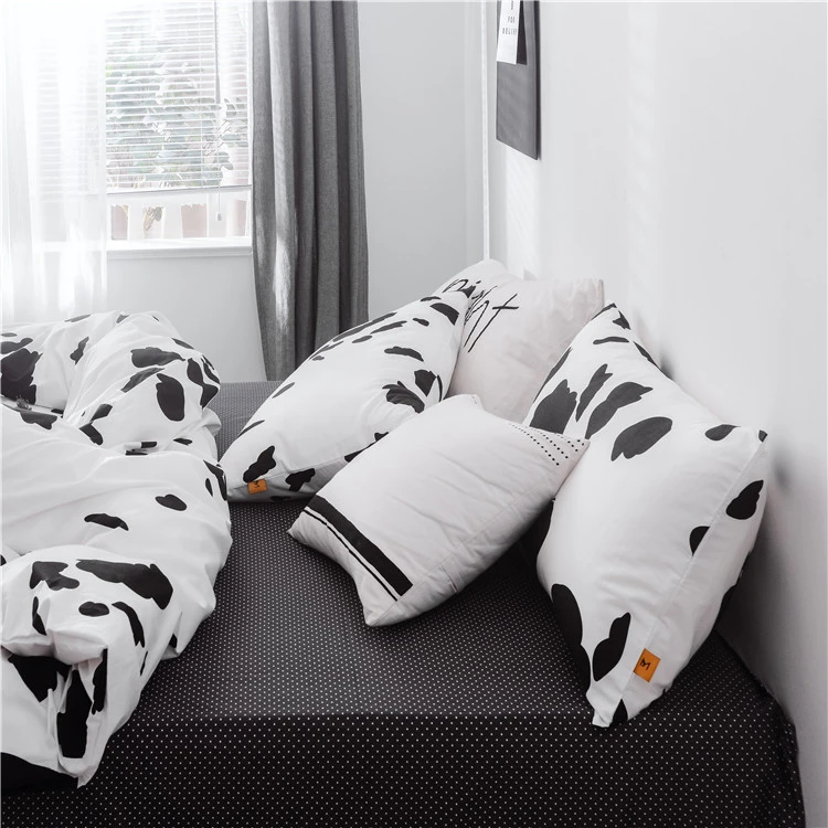 Full size comforter sets Black and white cow pattern duvet cover set