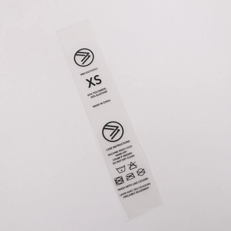 Garment Clear Size Label Custom logo design Printed tpu label tag