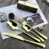 Gold color SS304 flatware sets dinner spoons forks and knife stainless steel cutlery sets for wedding restaurant hotel