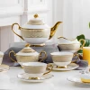 Gold Inlay Bone China Coffee Set British Porcelain Tea Set Ceramic Pot Sugar Bowl Creamer Teapot Teatime Drinkware Coffeeware