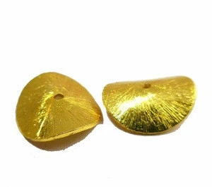 gold plated brushed chips solid copper metal matte wavy disc bead