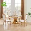 Gold Stainless Steel Furniture Shining Diamond Marble Dining Table Set