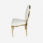 Golden metal stainless steel frame white banquet chair wedding