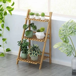 Haichuan Eco-friendly Wooden bamboo Plant Stand Flower Display Rack