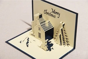 Handmade Paper Craft 3D Pop Up Christmas Card Greeting Card With Envelope
