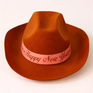 happy new year cowboy hat Non-woven christmas adult polyester felt colth magic brown EVA Composite top hat