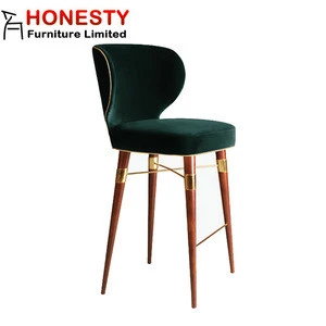 HC152H Midcentury Modern Furniture Designer Upholstered Luxury Baroque Kitchen Wood Louis Bar Stool High Chair
