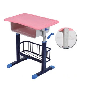 Heigh quality primary school adjustable single school desk and chair set