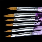 High Quality 2#-12# 6 pcs nail 3D art professional pink acrylic powder brush set for nail