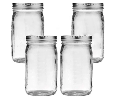 High quality cheap customise empty wide mouth 32oz  mason jars with lid