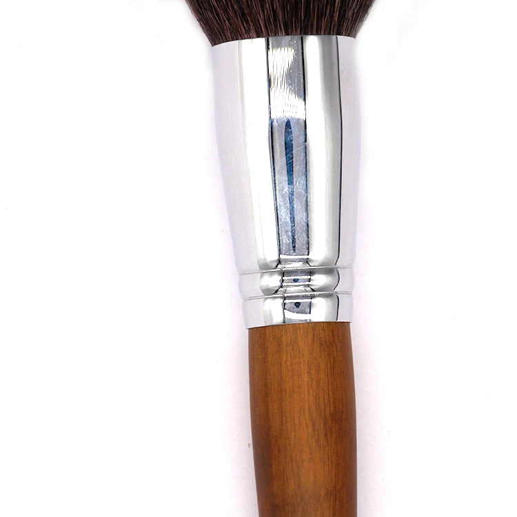 High quality Goat hair wooden handle Single Big Face Cosmetics Powder Makeup Brush With Your Brand