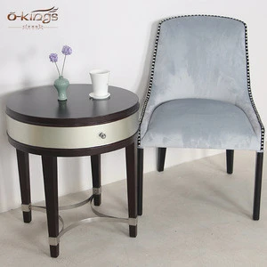 High quality grey fabric chair and side table for living room