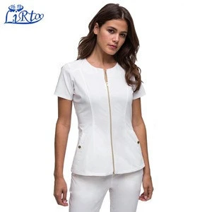 High Quality New design zip-up white uniform for hospital nurse nurse uniforms