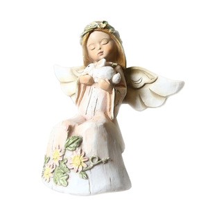 High quality resin fairy figurines indoor angel sculpture white statue