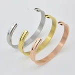 Hip-hop jewelry Stainless steel bracelet C shape concave open bracelet arc groove titanium steel hand link day gift