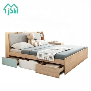 Home Furniture Factory Direct Sell Modern Bedroom Furniture Double Bed With Storage Drawers