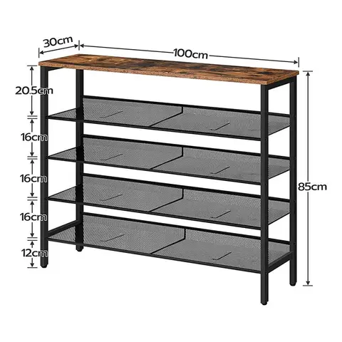Buy Hoobro Shoe Storage Rack, Retro 5 Tier Shoe Unit With Adjustable ...