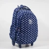 Hot Sale Children Cartoon Print Blue Luggage Trolley Bag Durable Student Backpack With Small Wheel