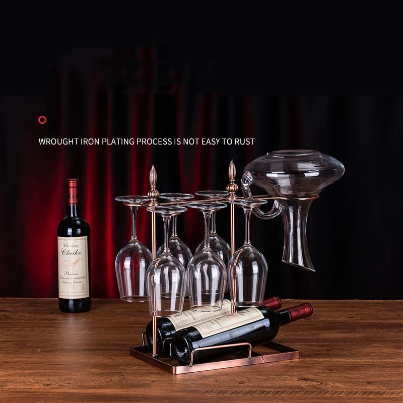 Hot Sale Creative One-Piece Metal Red Wine Glasses Rack Countertop Decanter Cup Holder