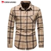 Hot Sale  Polyester Cotton Custom Logo Formal Leisure Plaid Pattern Long Sleeve Button Closure Male Casual Shirt