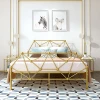 Hot sale solid wrought iron bed frame with headboard bedroom furniture